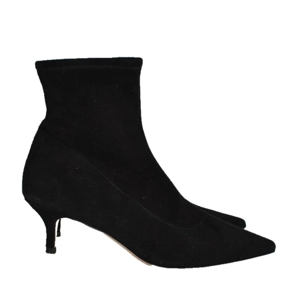 $350 Coach Restored Jade Bootie SUEDE BLACK POINTY GOLD "C" HEEL SOCK 9.5 (MG12) - Picture 2 of 7